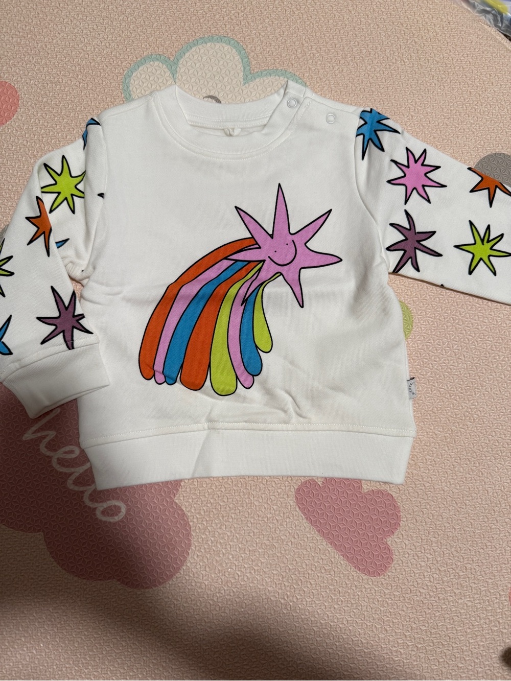 Stella McCartney White Sweatshirt with Rainbow Shooting Star Graphic